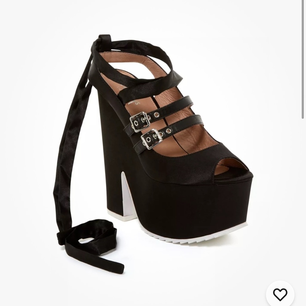 New Shellys London Elke Platform Ankle Tie Pump women's shoes 7.5